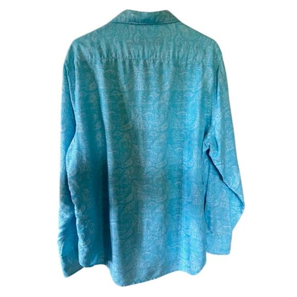 Robert Graham Classic Fit Long Sleeve Shirt Blue Paisley XL Linen Cotton - Picture 4 of 11